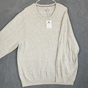 Free Assembly Sweater Crewneck Adult Men 3XL Cream Knit Lightweight Pullover NEW